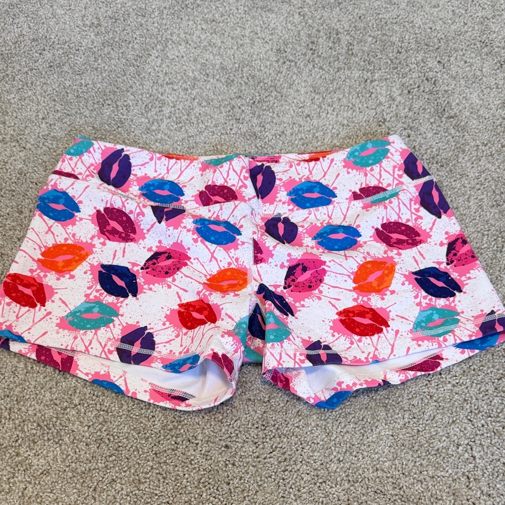 Born Primitive Colorful Lip Print Athletic Shorts